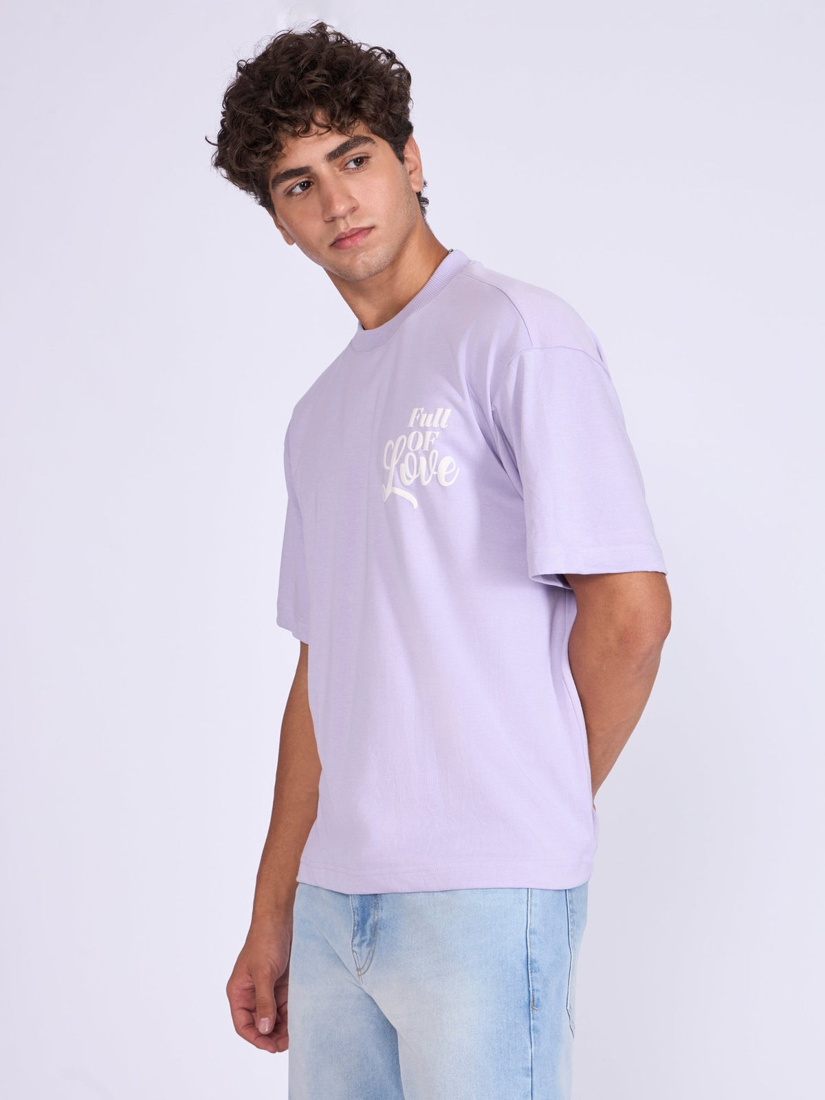 Trace - Full Of Love Printed Loose Fit T-Shirt - Lavender - Espanshe