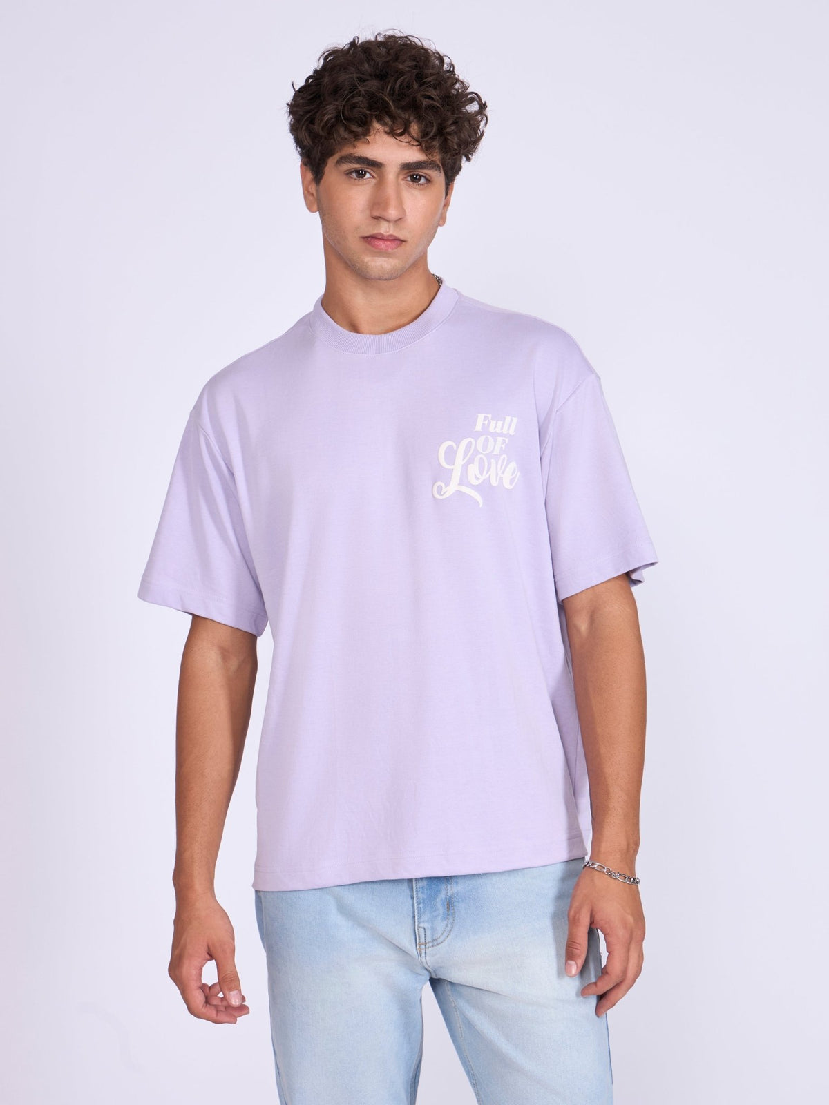 Trace - Full Of Love Printed Loose Fit T-Shirt - Lavender - Espanshe