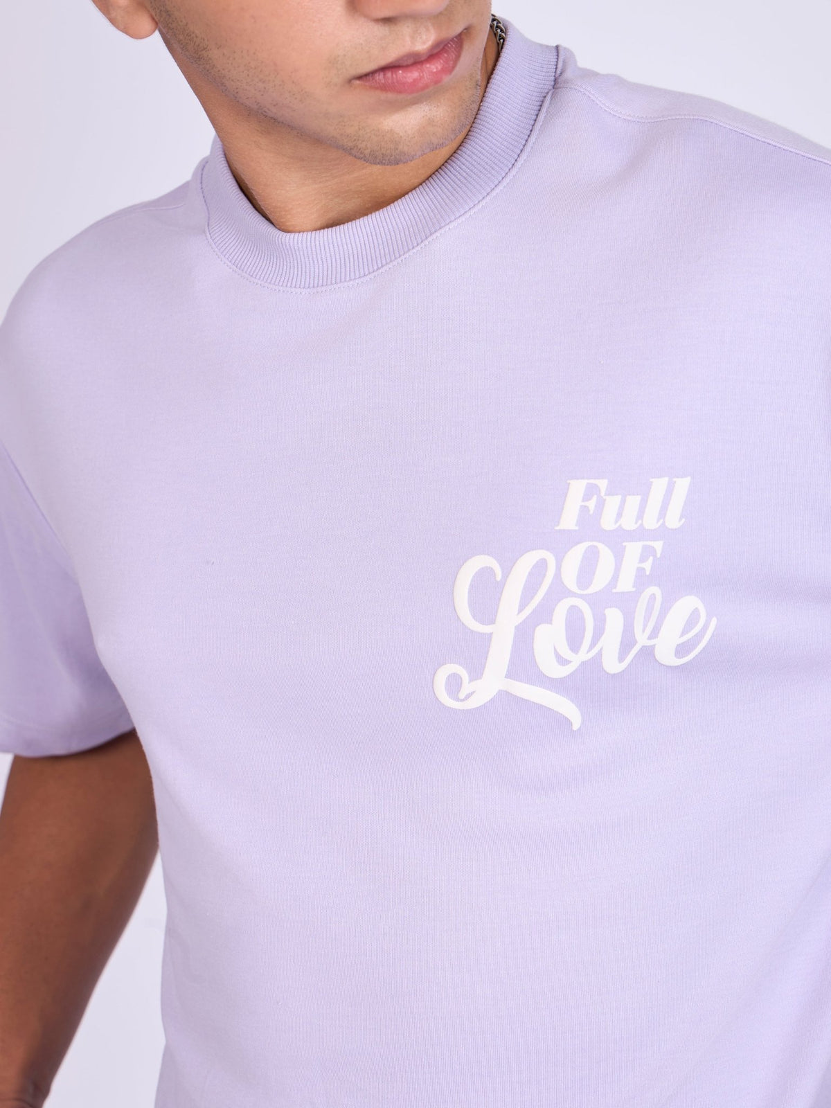 Trace - Full Of Love Printed Loose Fit T-Shirt - Lavender - Espanshe
