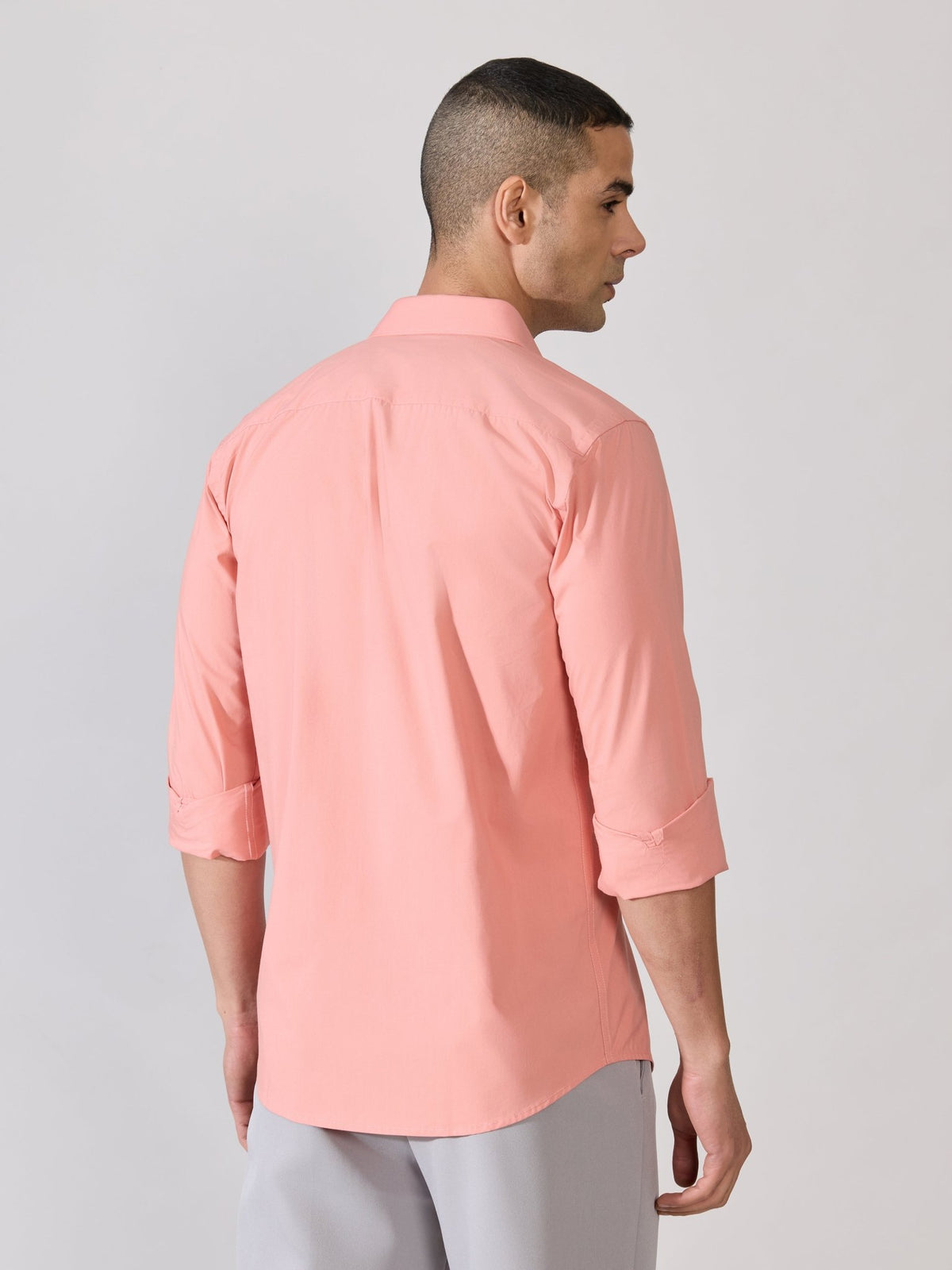 Valerius - Trim Fit Poplin Shirt - Coral - Espanshe