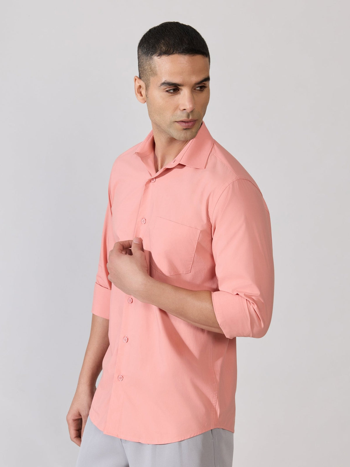 Valerius - Trim Fit Poplin Shirt - Coral - Espanshe