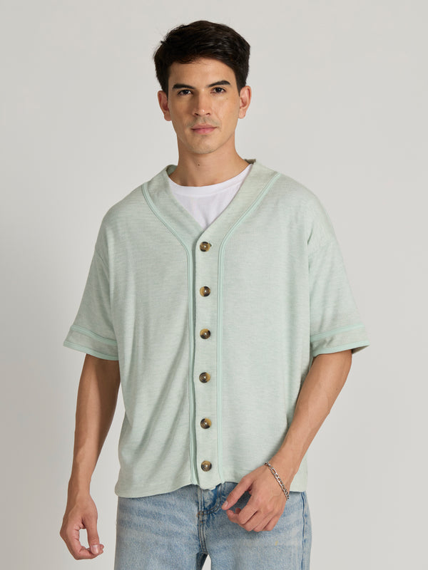 Jovanti - Loose Fit Baseball Shirt - Light Green
