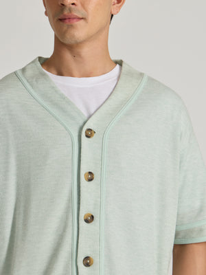 Men's Loose Fit Baseball Shirt - light green
