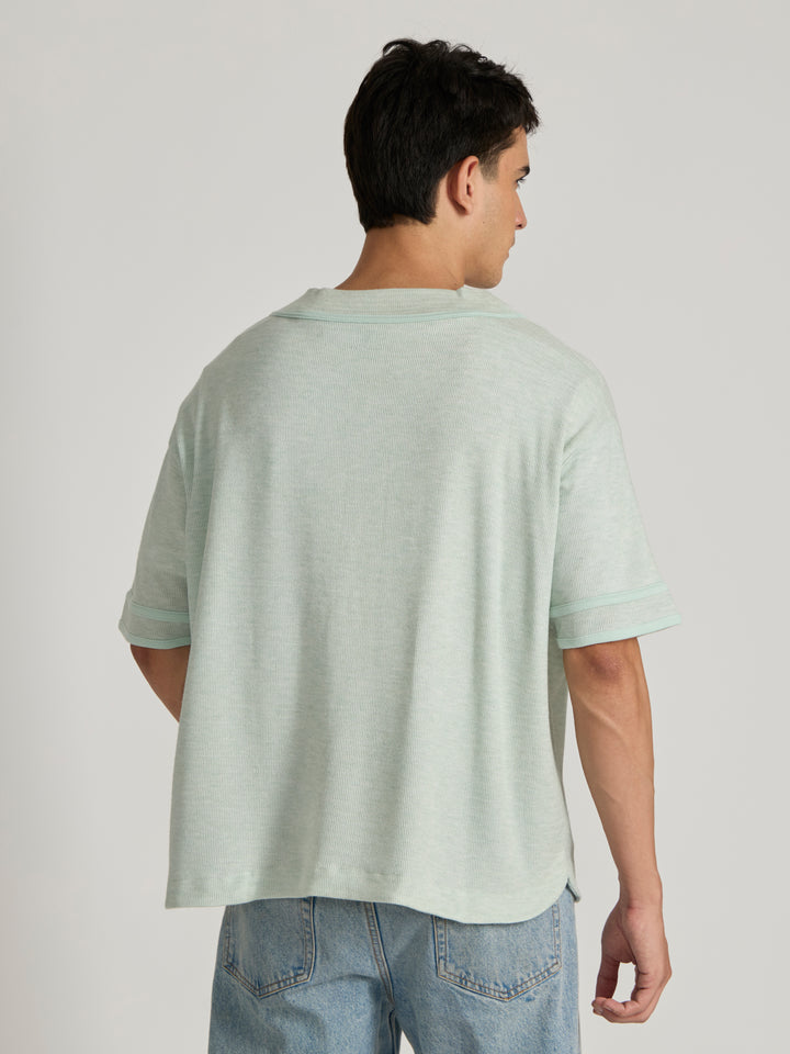 Men's Loose Fit Baseball Shirt - light green
