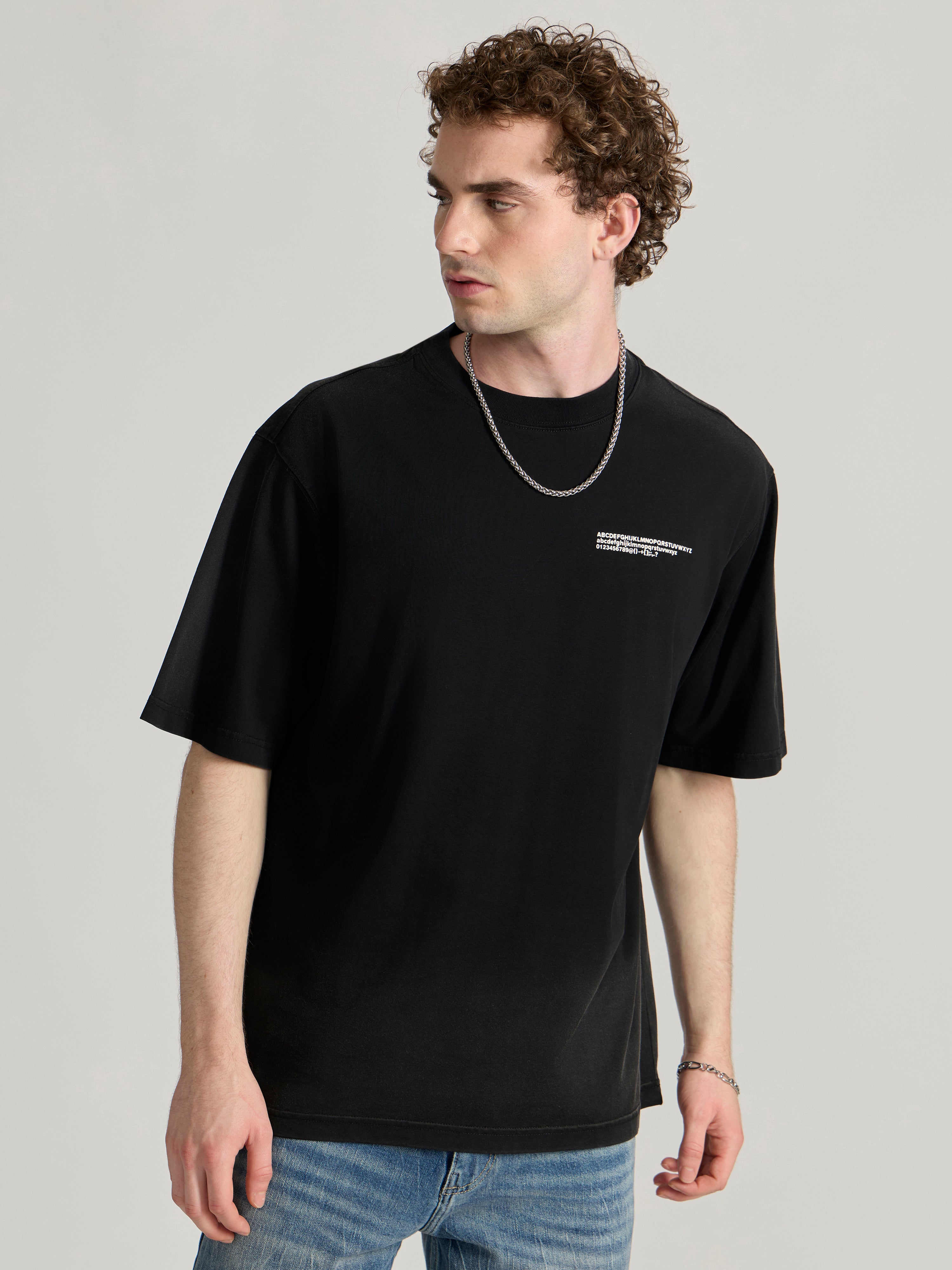 Men's printed baggy T-Shirt in black