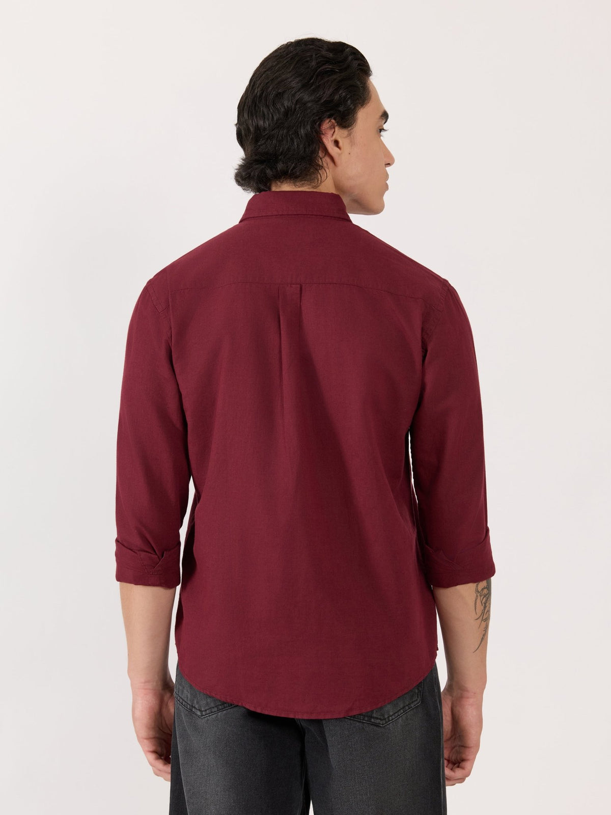 Taloko - Relaxed Linen Shirt - Wine Red - Espanshe