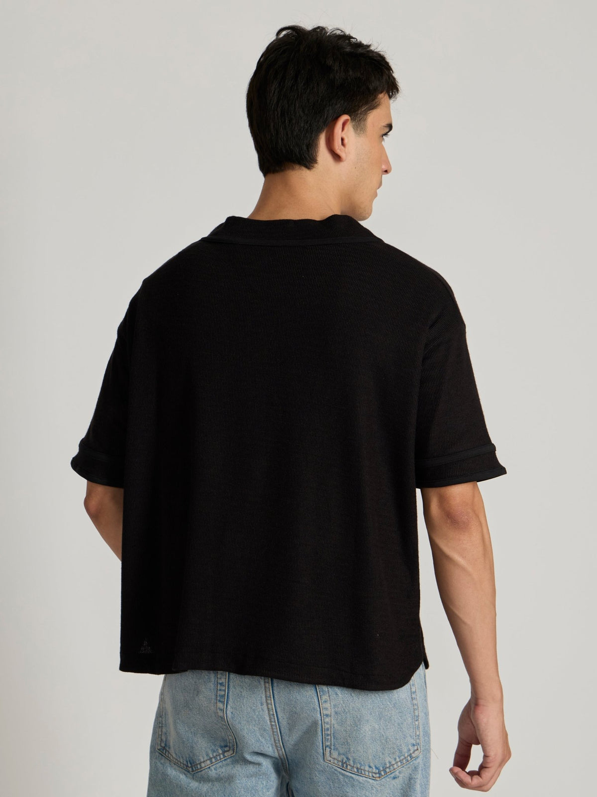 Jovanti - Loose Fit Baseball Shirt - Black - Espanshe