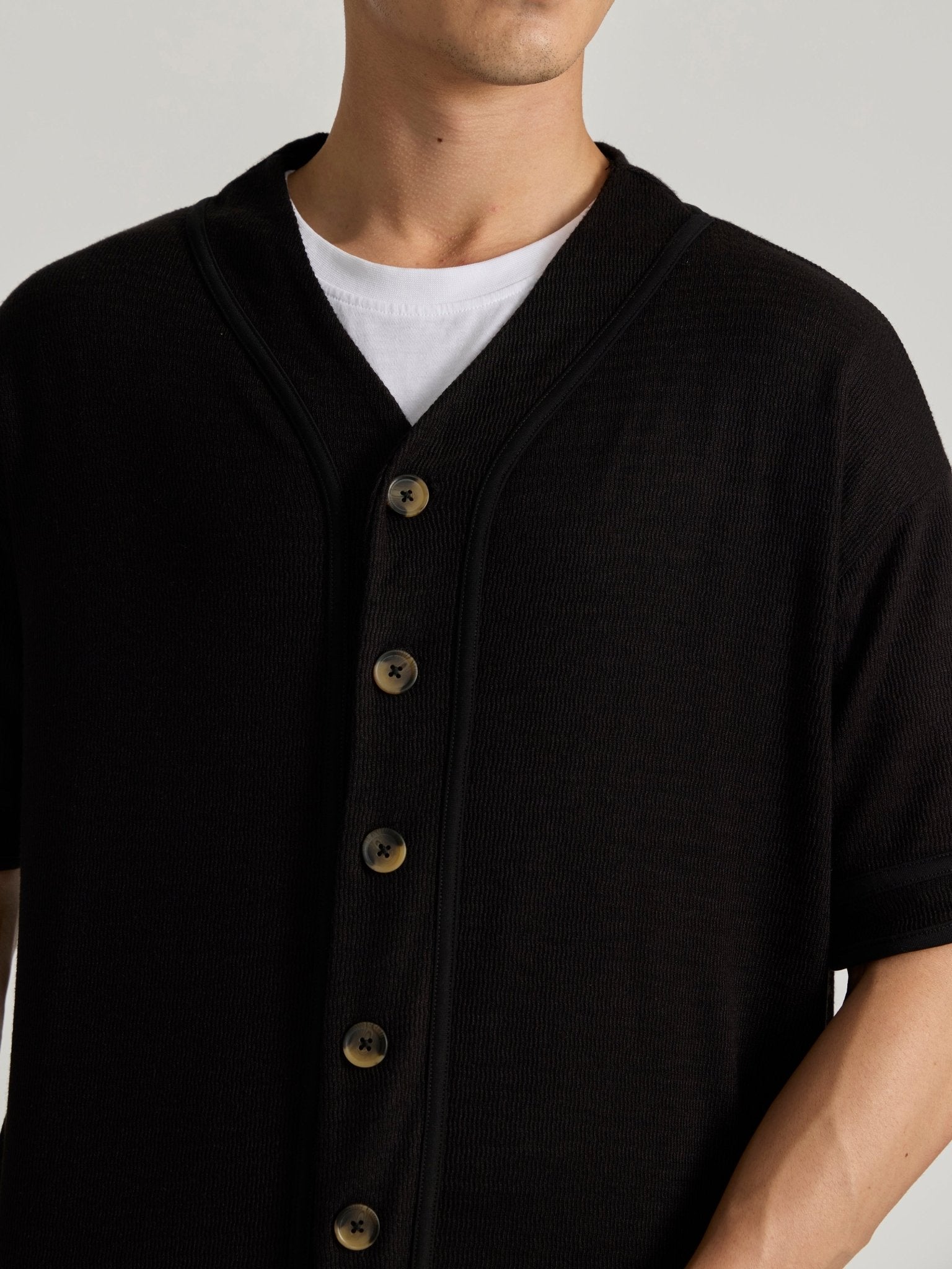 Jovanti - Loose Fit Baseball Shirt - Black - Espanshe