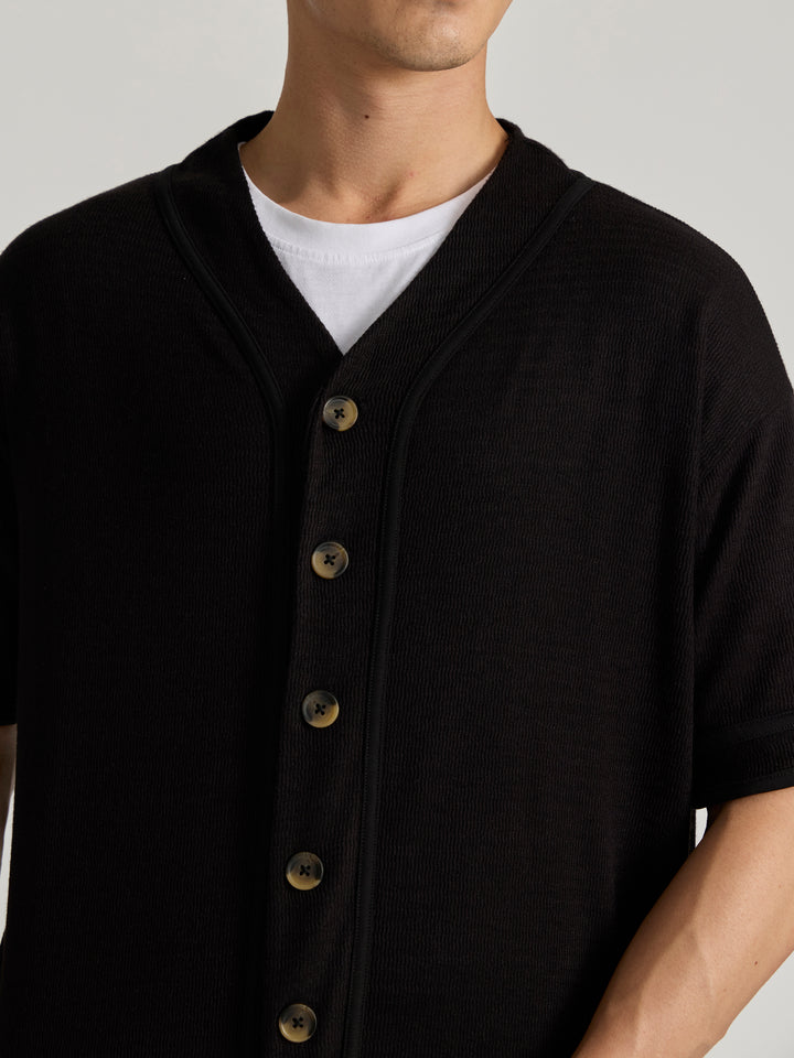 Men's Loose Fit Baseball Shirt - black
