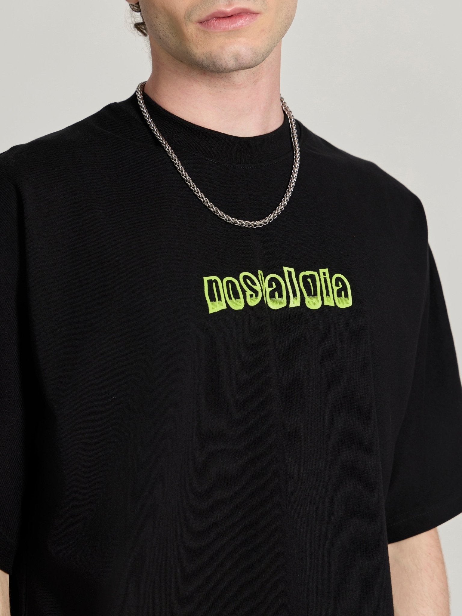 Nostalgia Printed Black Baggy T-Shirt - Espanshe