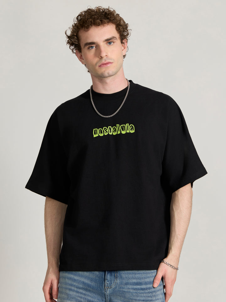 Men's Printed black Baggy T-Shirt