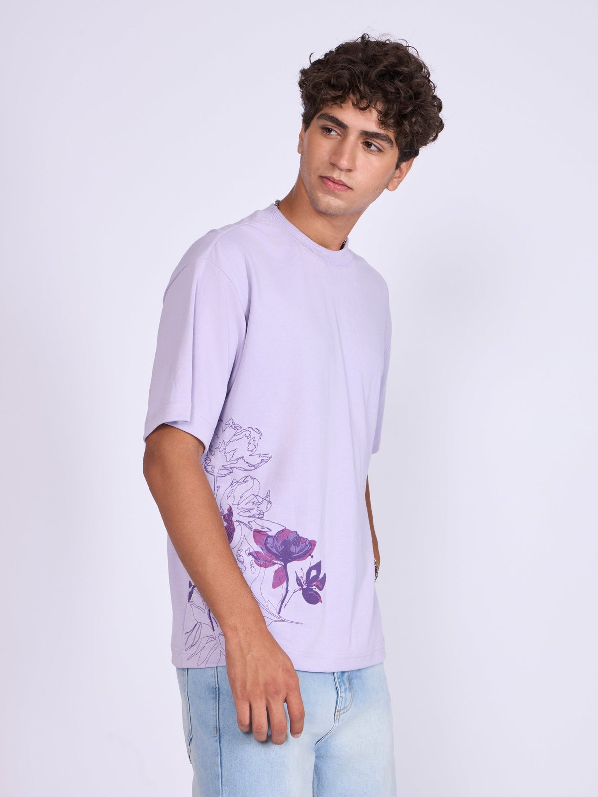 Trace - Respect Existence Printed Loose Fit T-Shirt - Lavender - Espanshe