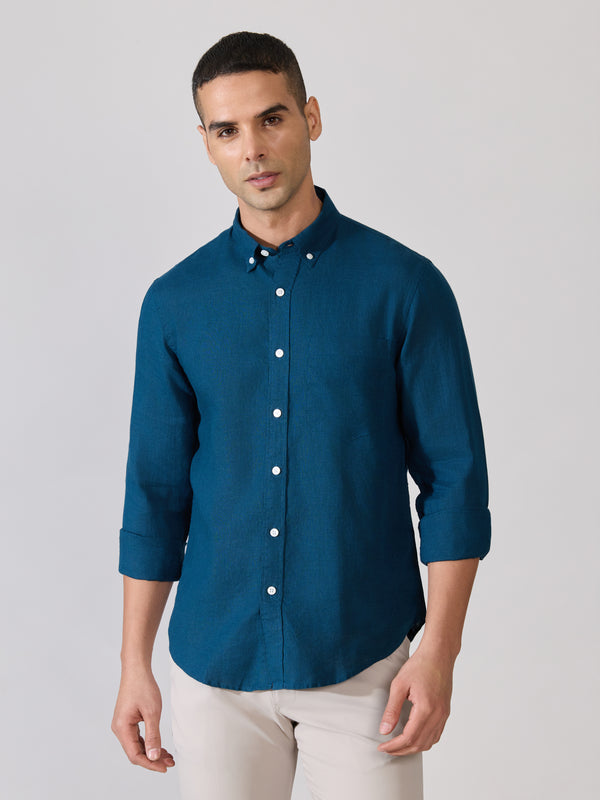 Erta - Relaxed Linen Shirt - Teal