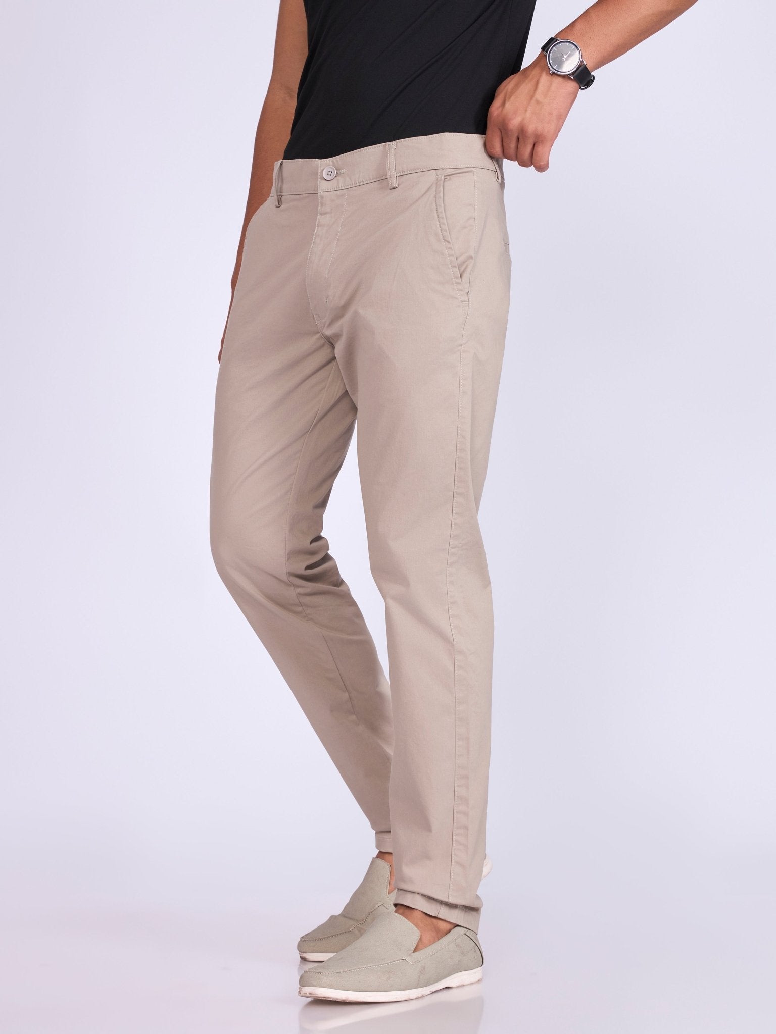 Existence - Skinny Fit Cotton Pant - Sand - Espanshe