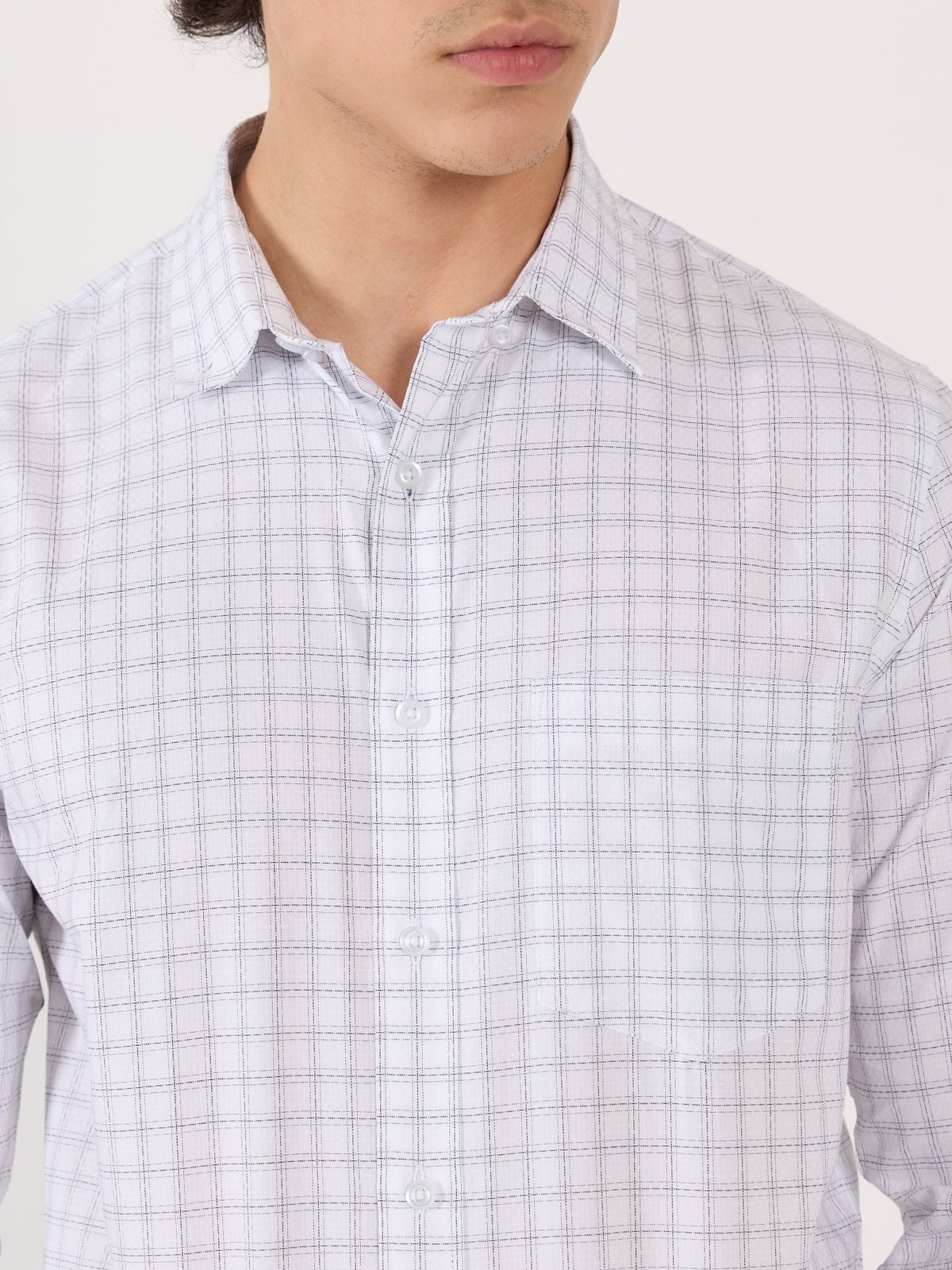 Kola - Turkish Fit Casual Checks Shirt - White - Espanshe
