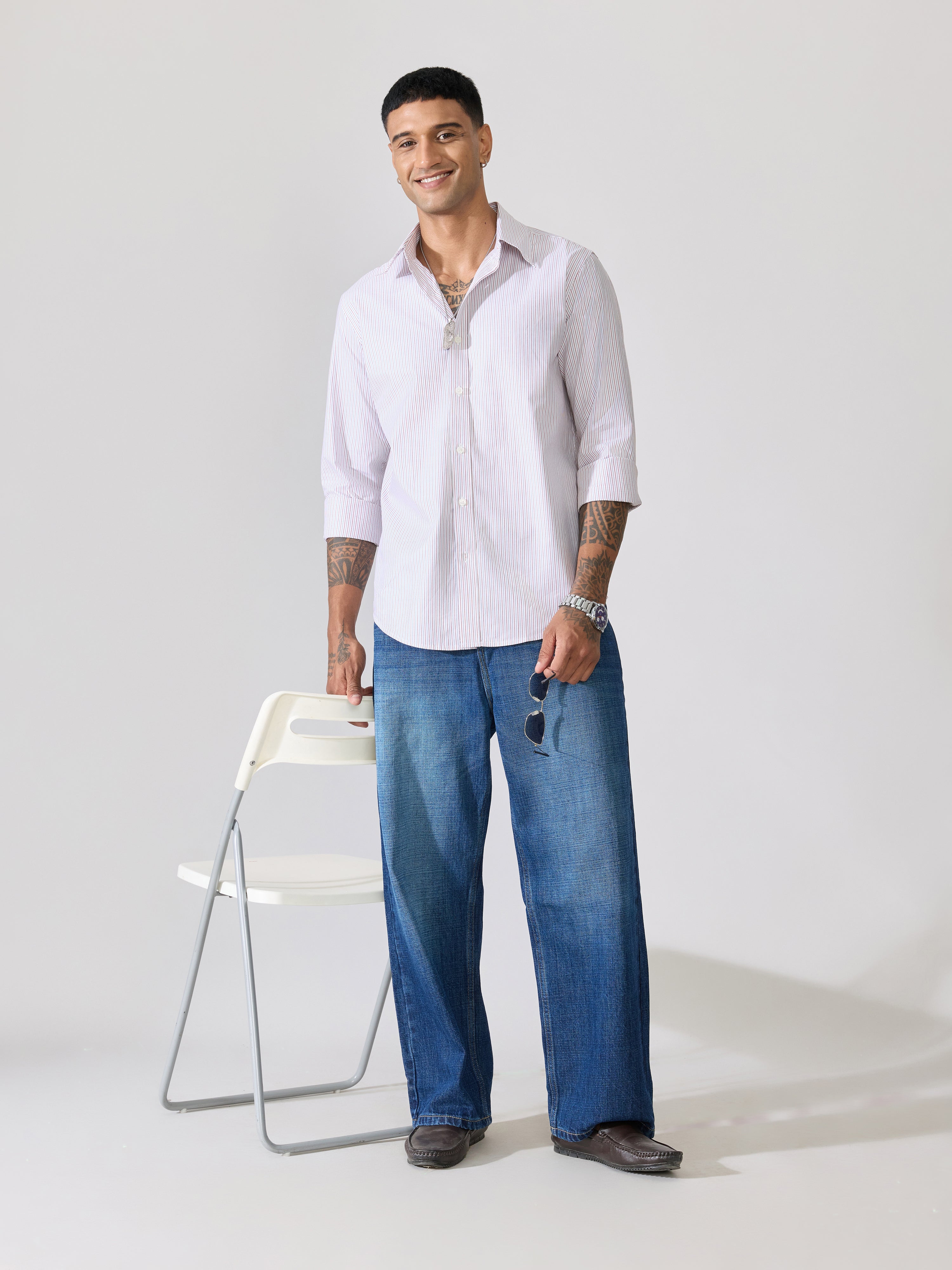 Men's Smart Fit Striped Shirt - Red