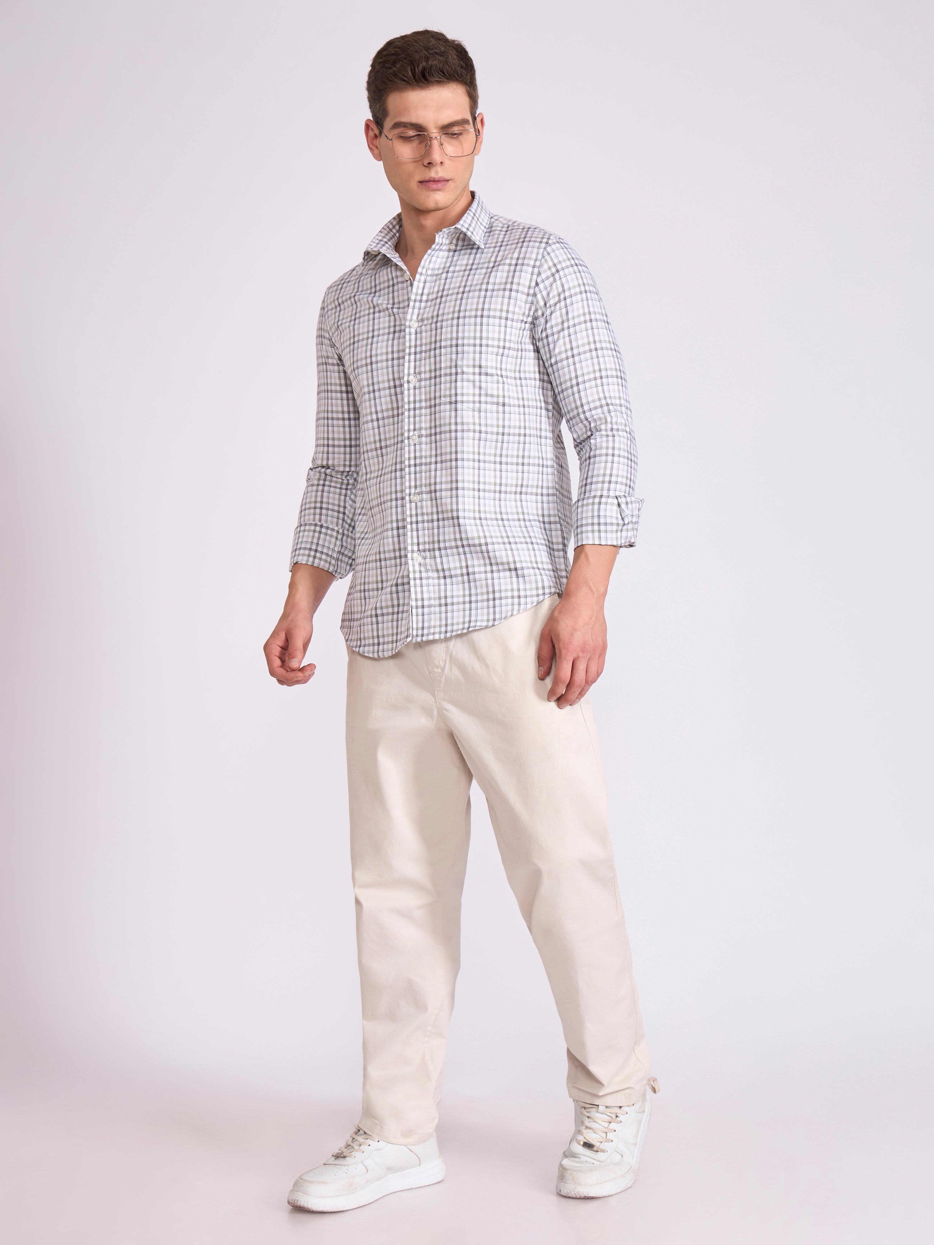 Men's Checkered Shirt in Light gray