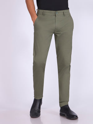 Men's  Skinny Fit Cotton Pant in Pistachio Green