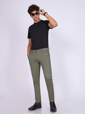 Men's  Skinny Fit Cotton Pant in Pistachio Green