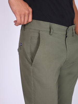 Men's  Skinny Fit Cotton Pant in Pistachio Green