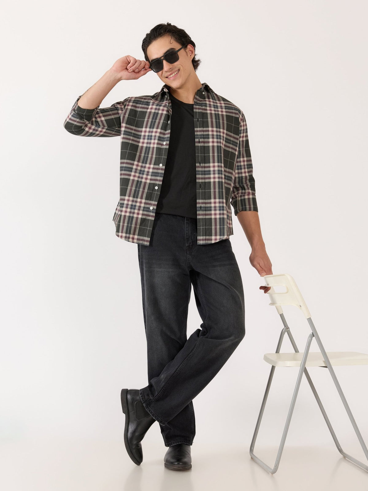 Katasha - Turkish Fit Checked Shirt - Green - Espanshe