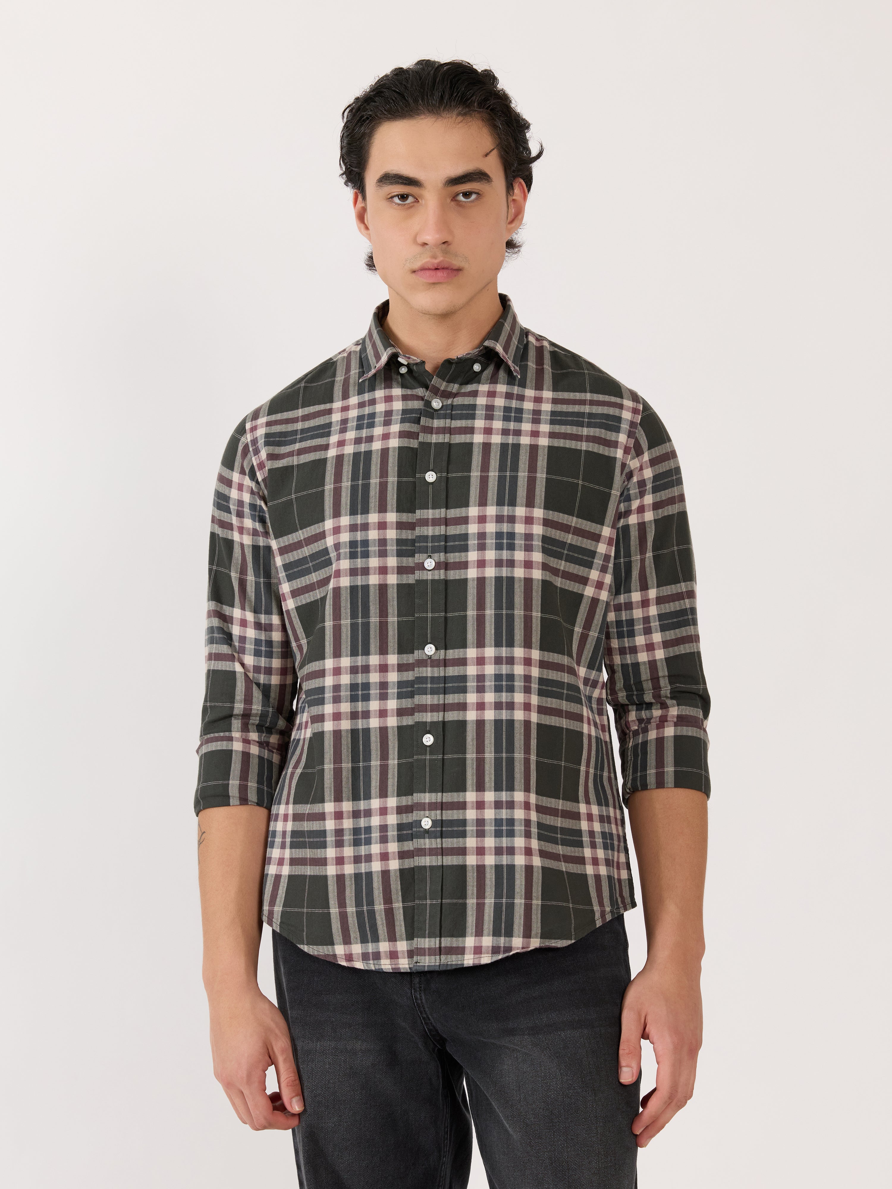 Men's Turkish Fit Checked Shirt - green