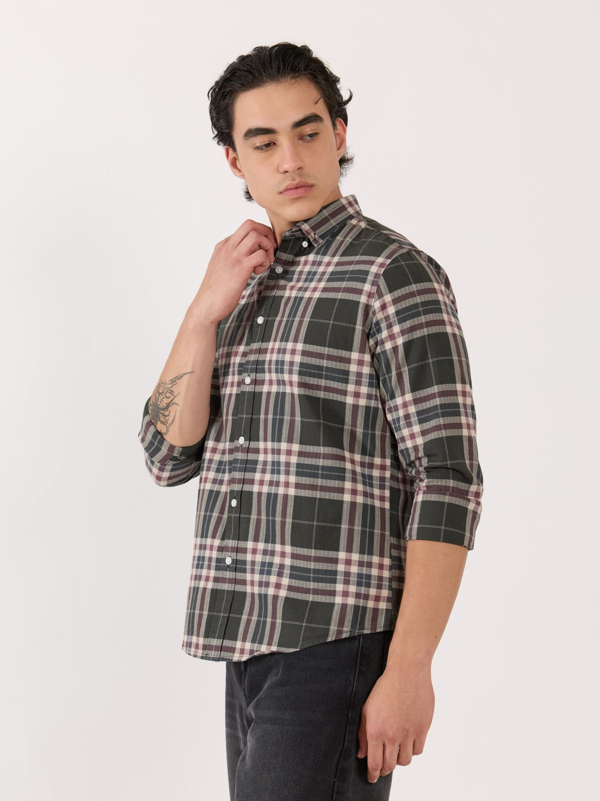 Katasha - Turkish Fit Checked Shirt - Green - Espanshe