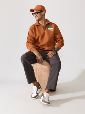 Men's rust brown Adventure Graphic Half-Zip Sweatshirt