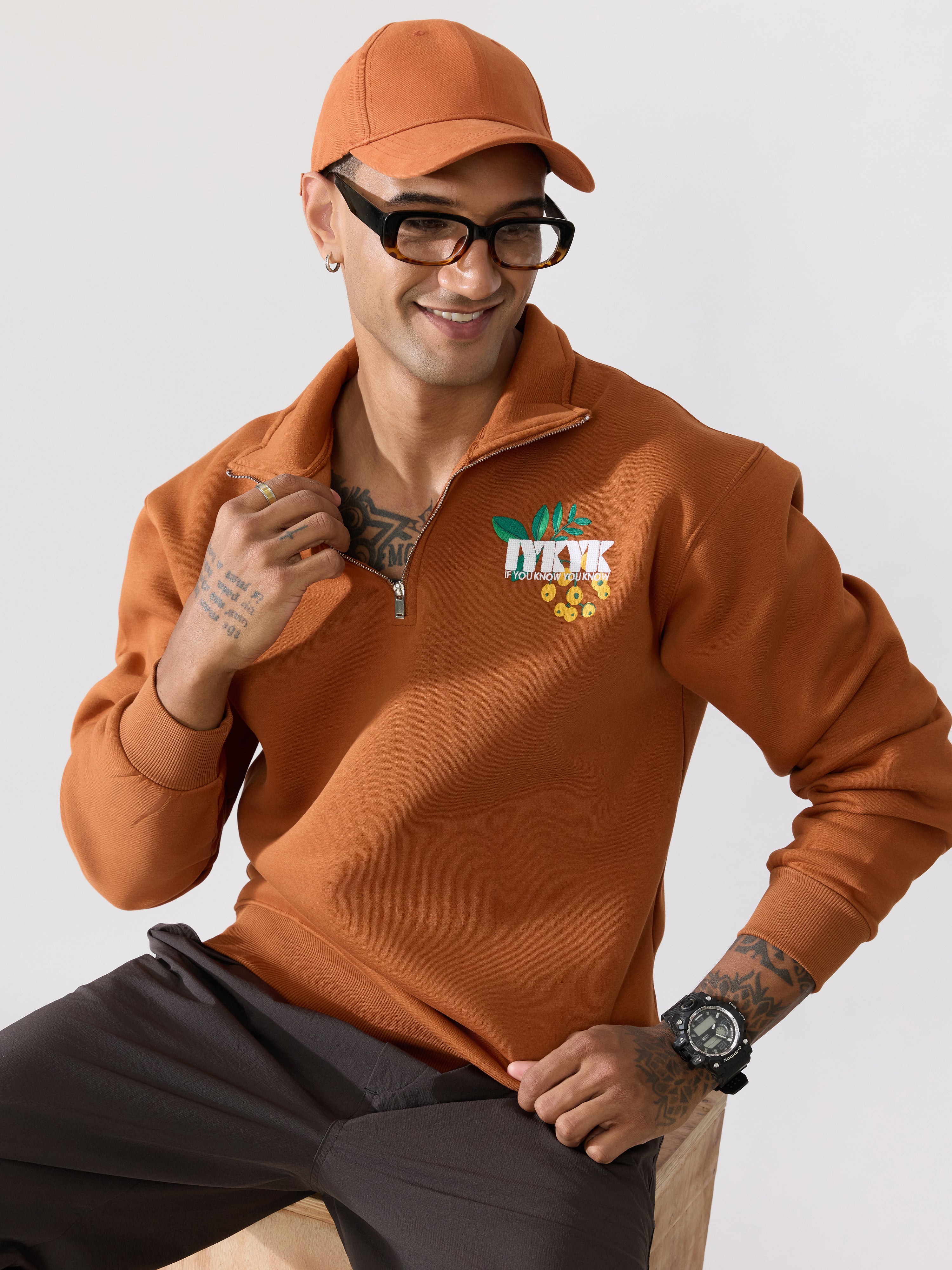 Men's rust brown Adventure Graphic Half-Zip Sweatshirt