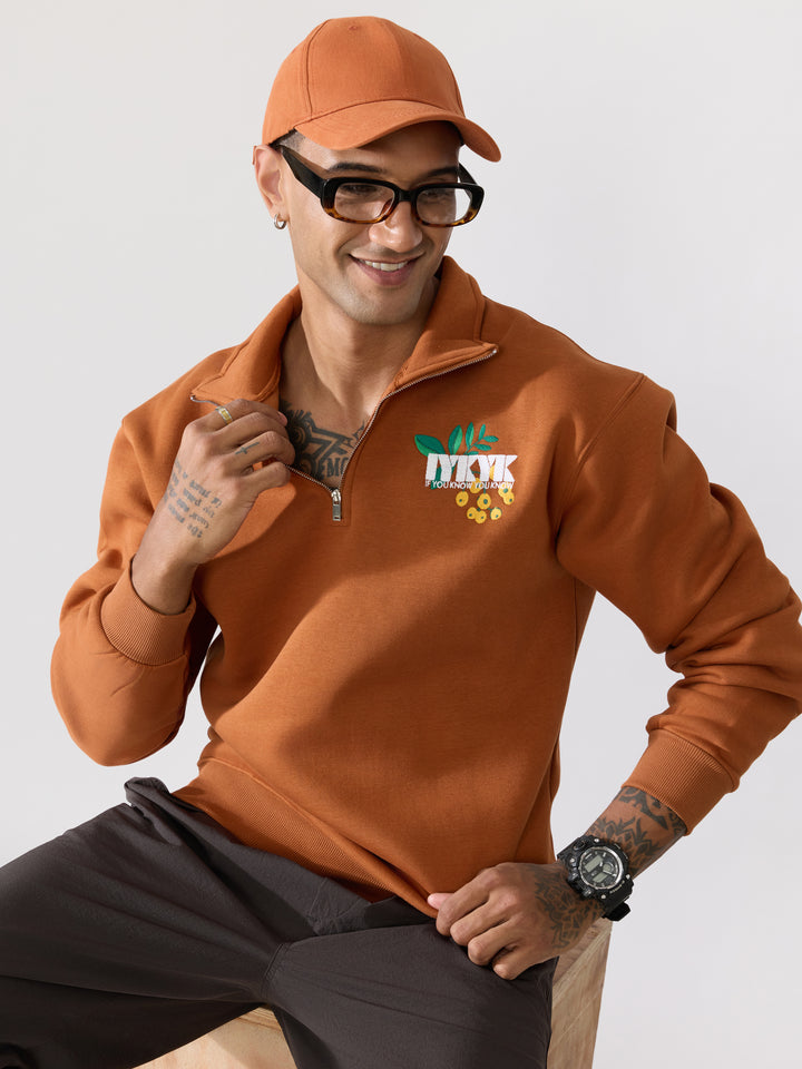 Men's rust brown Adventure Graphic Half-Zip Sweatshirt