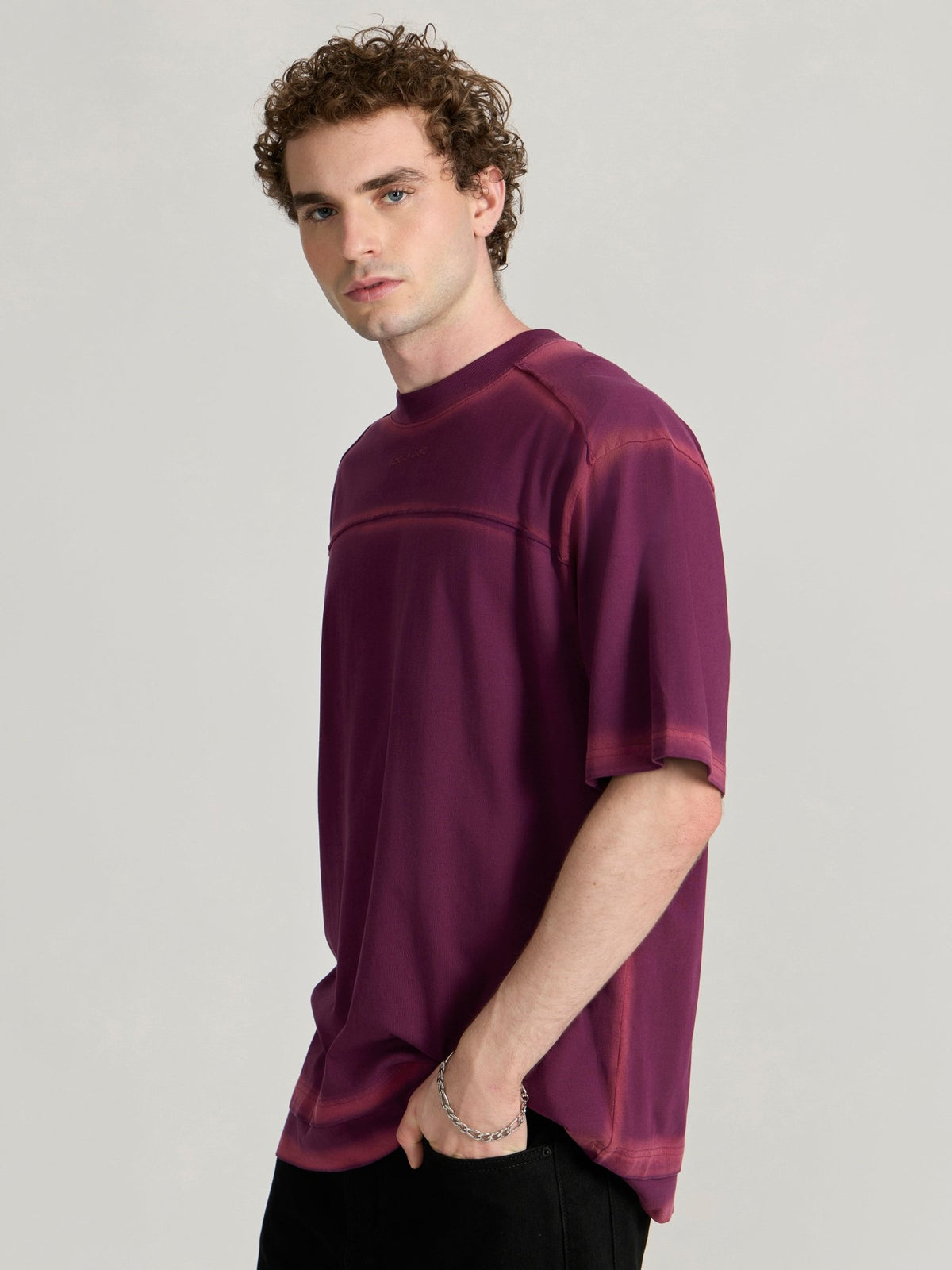 Lona - Fade Effect Baggy T-Shirt - Midnight Plum - Espanshe