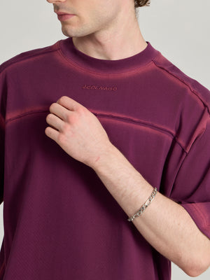 Men's printed baggy T-Shirt in midnight plum