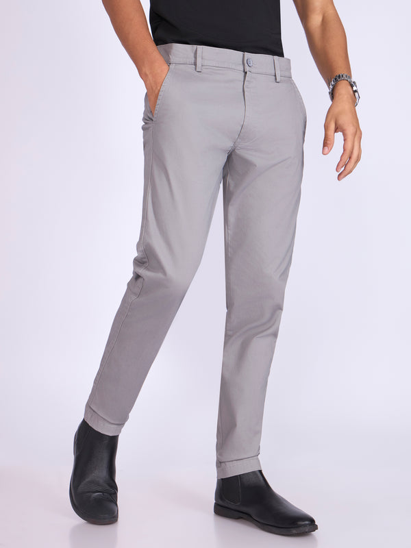 Existence - Skinny Fit Cotton Pant - Light Gray