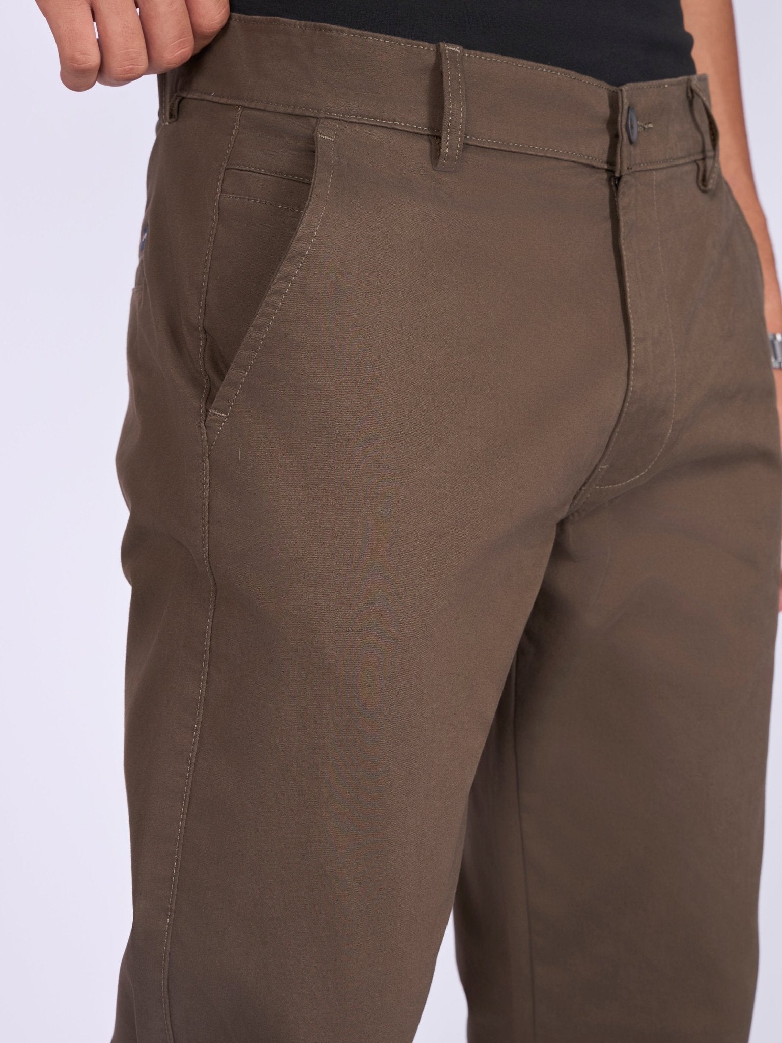Existence - Skinny Fit Cotton Pant - Espresso Brown - Espanshe