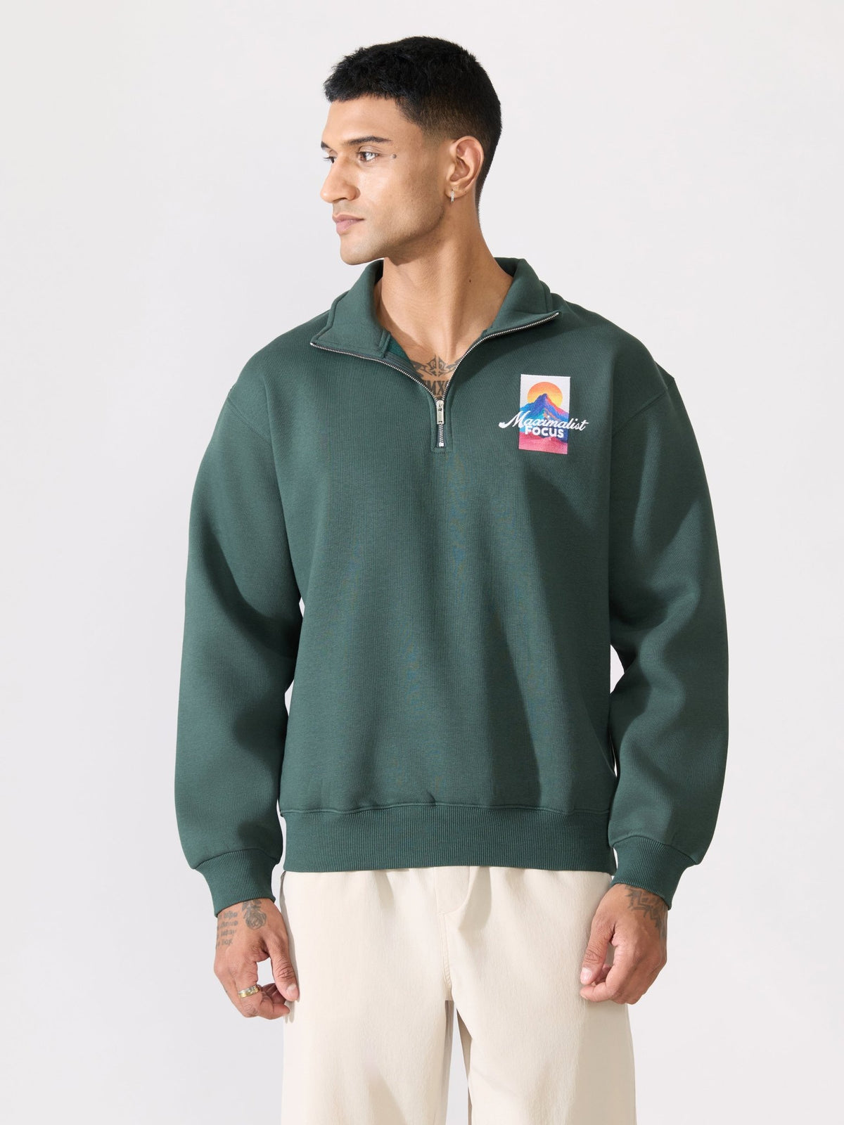 Zelios - Green Adventure Graphic Half-Zip Sweatshirt - Espanshe