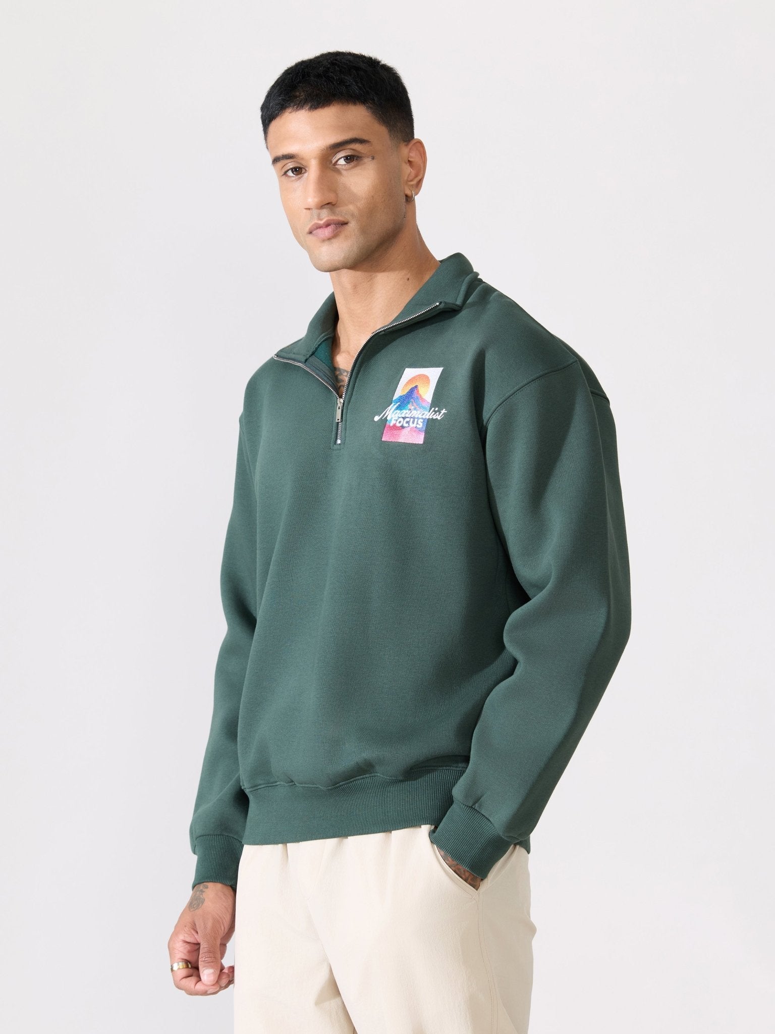 Zelios - Green Adventure Graphic Half-Zip Sweatshirt - Espanshe