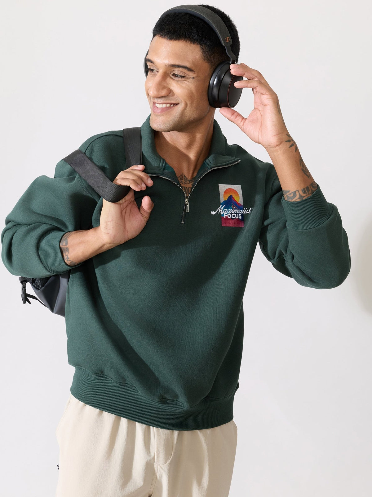 Zelios - Green Adventure Graphic Half-Zip Sweatshirt - Espanshe