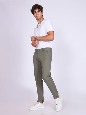 Men's Skinny Fit Cotton Pant in sage green