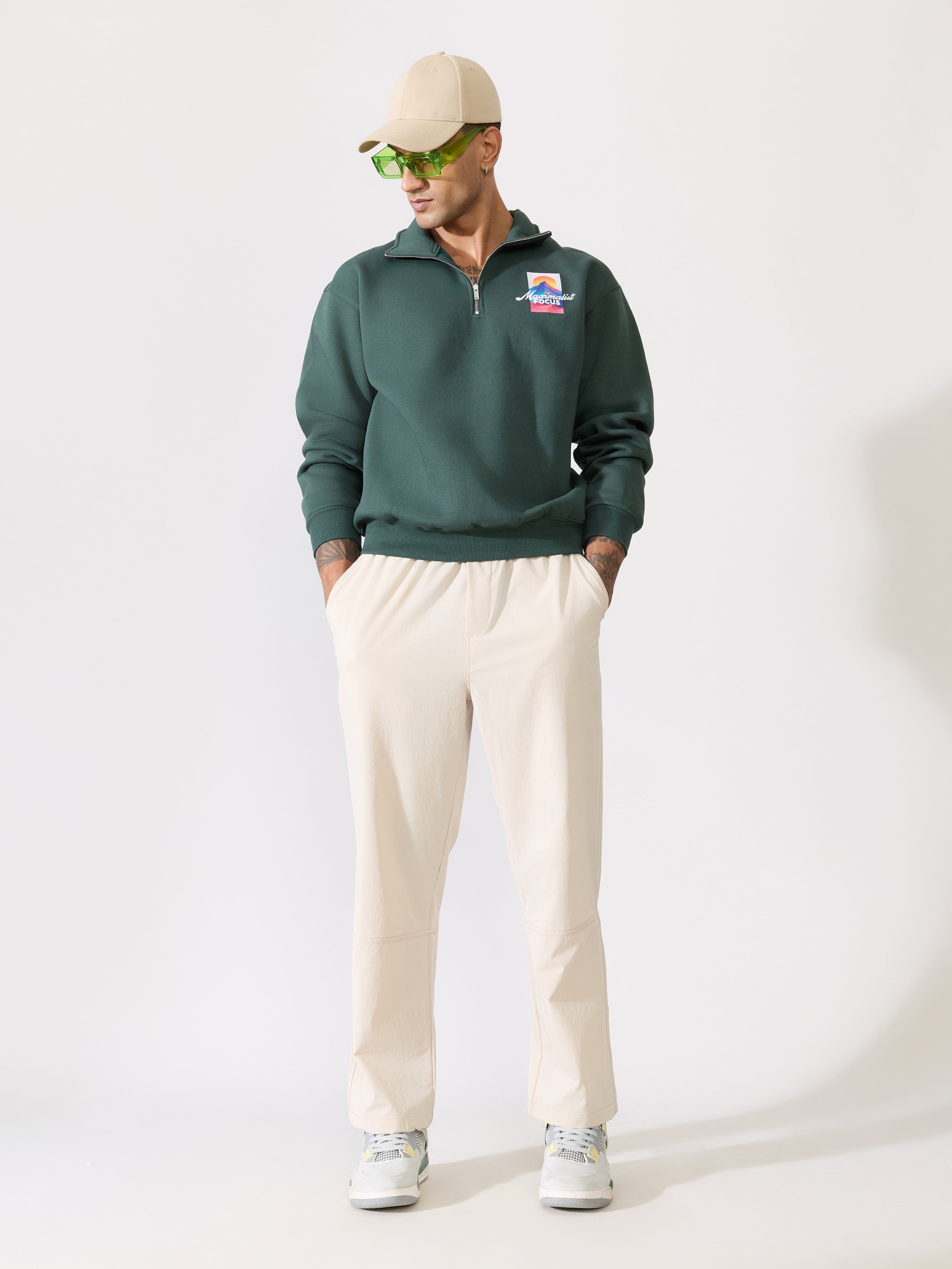 Men's Cream Regular Track Pant 