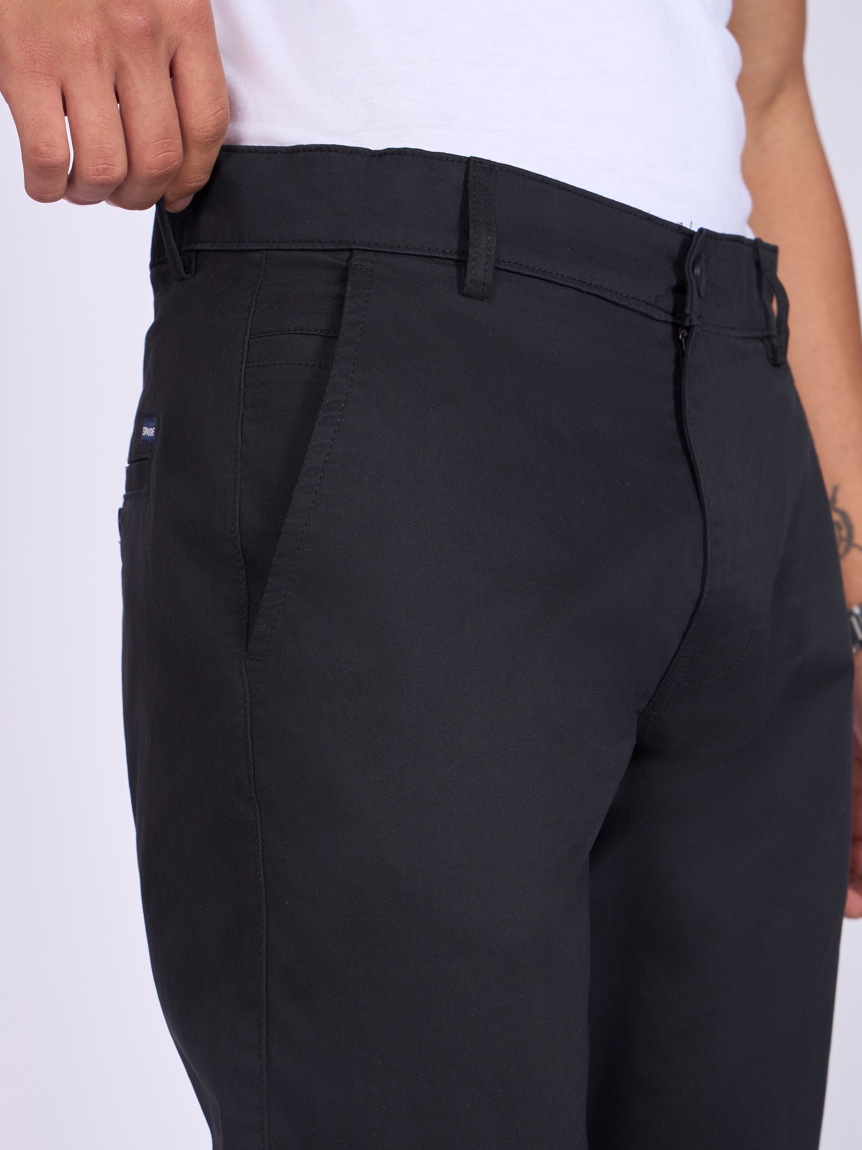Men's Skinny Fit Cotton Pant in Black