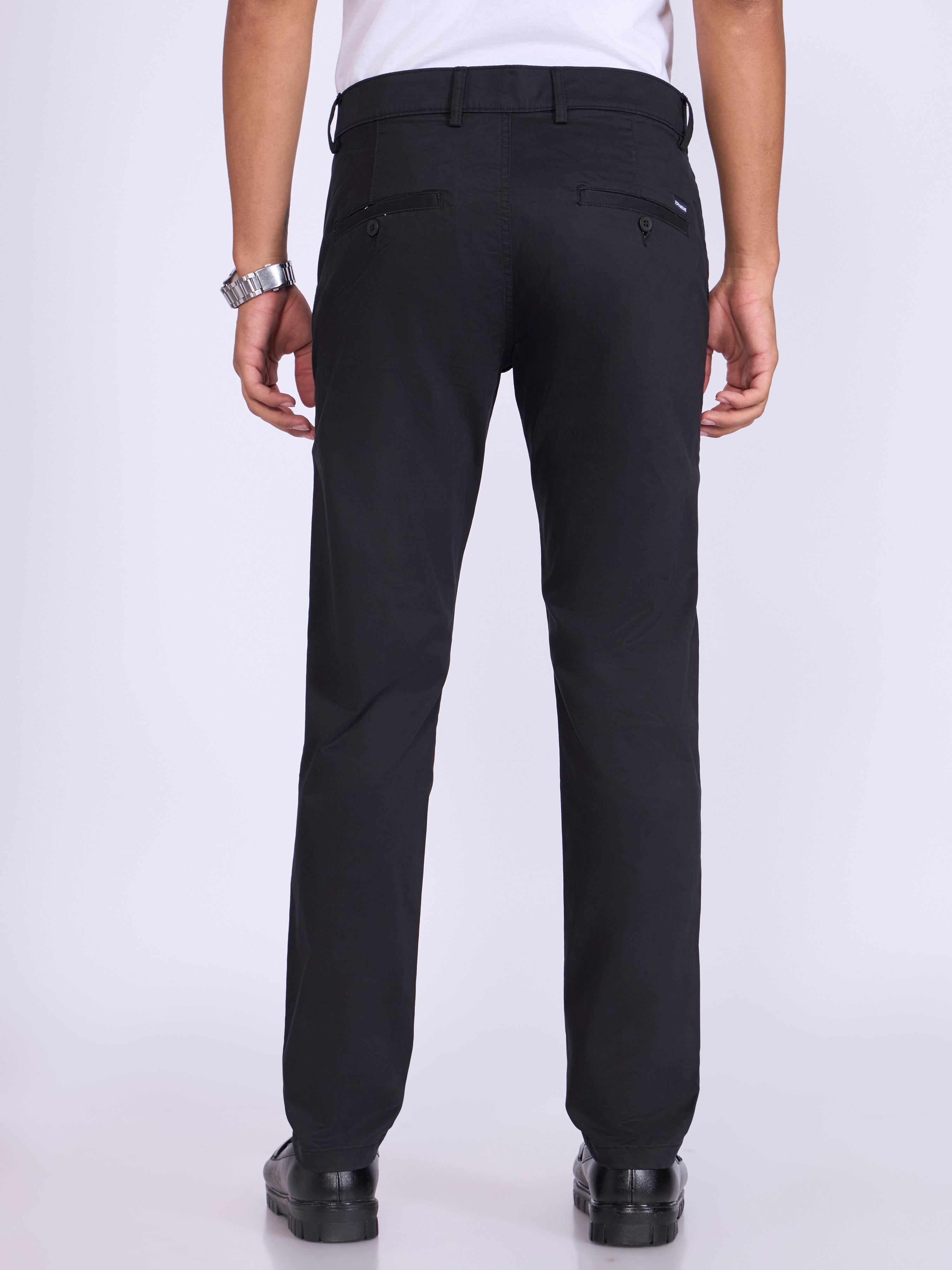 Men's Skinny Fit Cotton Pant in Black