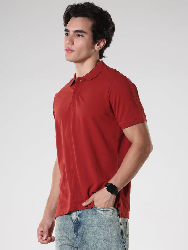 Odessa - Plain Polo T-Shirt- Red - Espanshe