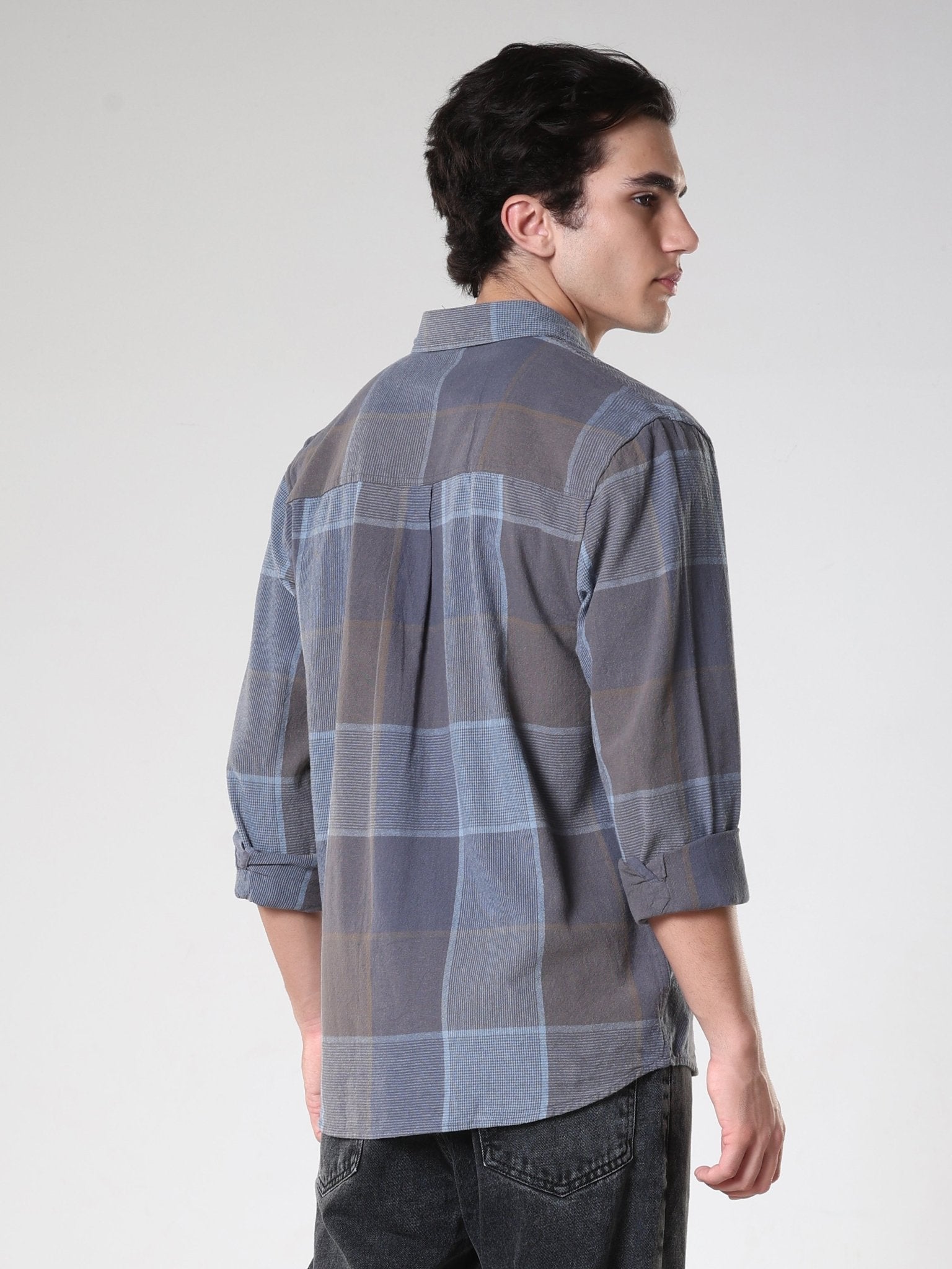 Axel - Checkered Regular Shirt - Cement - Espanshe
