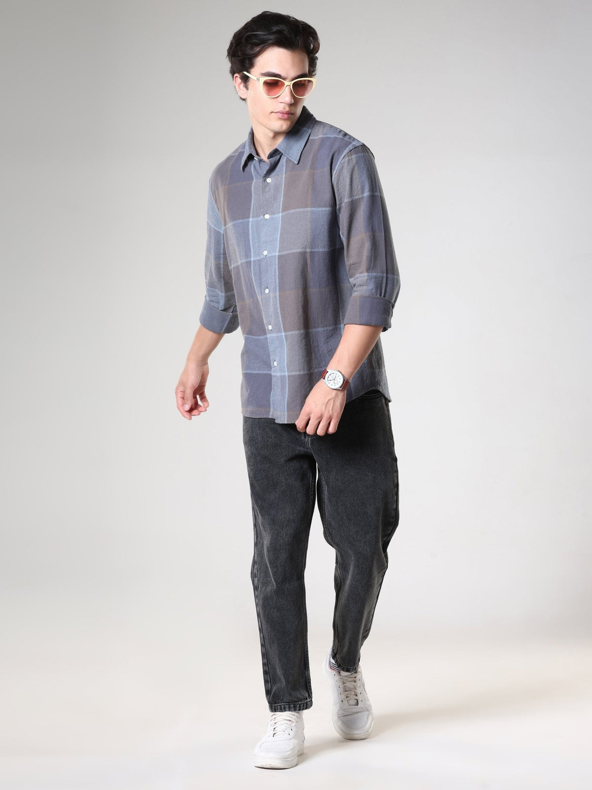 Axel - Checkered Regular Shirt - Cement - Espanshe