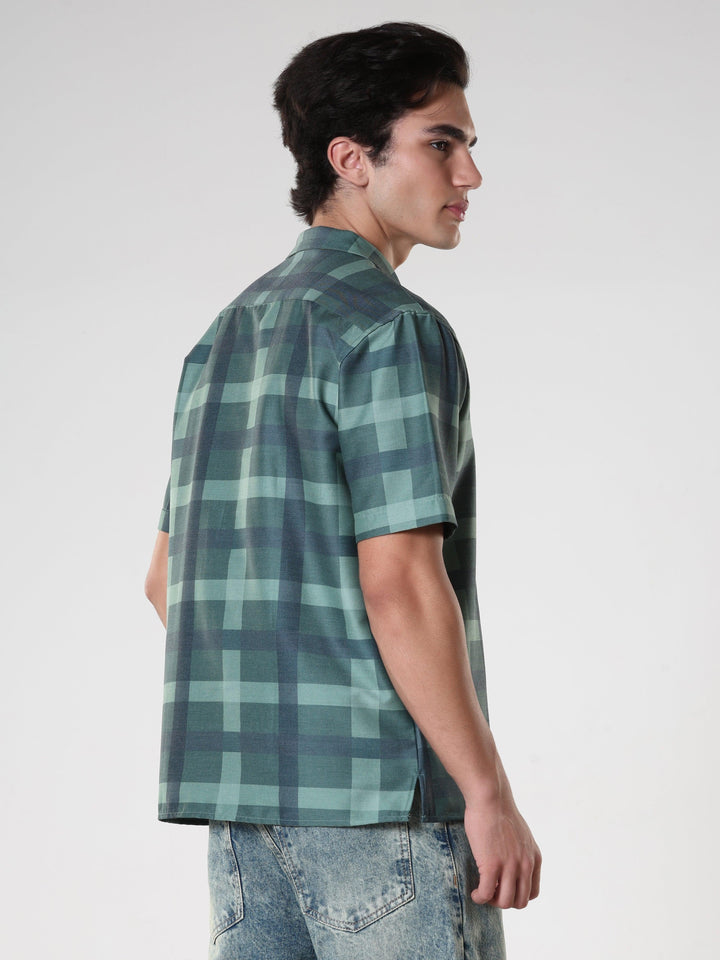 Kerenza - Checkered Lycra Shirt -Forest Green - Espanshe