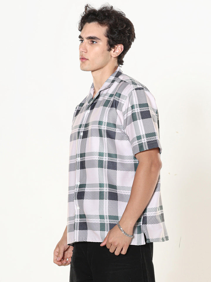 Kerenza - Checkered Lycra Shirt -Green - Espanshe