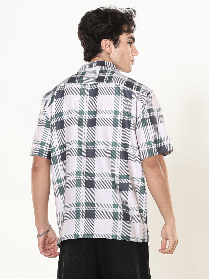 Kerenza - Checkered Lycra Shirt -Green - Espanshe