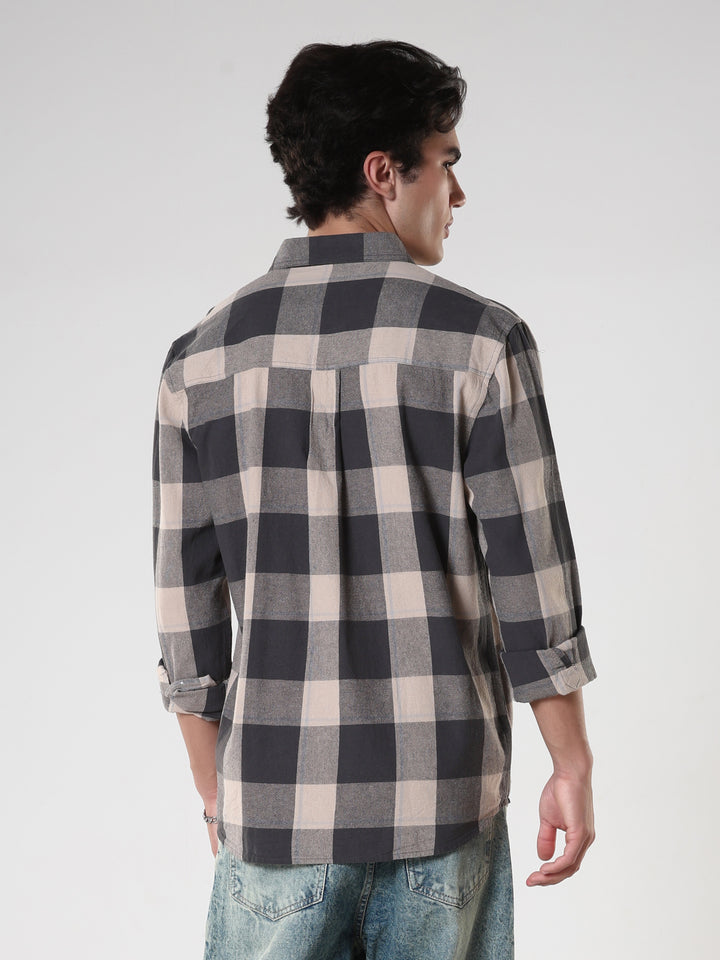 men's black checkered  shirt made from pure cotton.