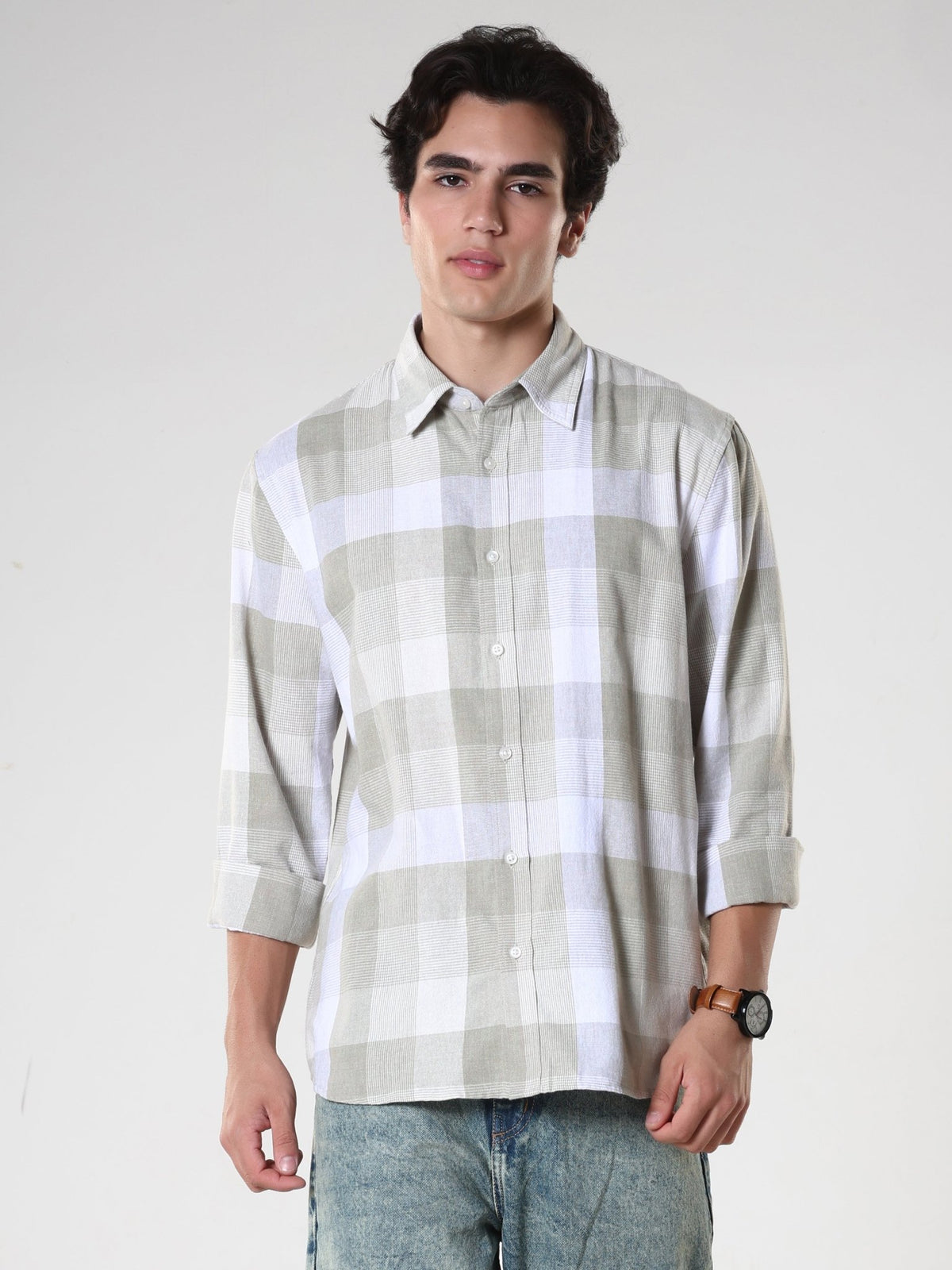 Amabel - Checkered Regular fit Shirt - Grey - Espanshe