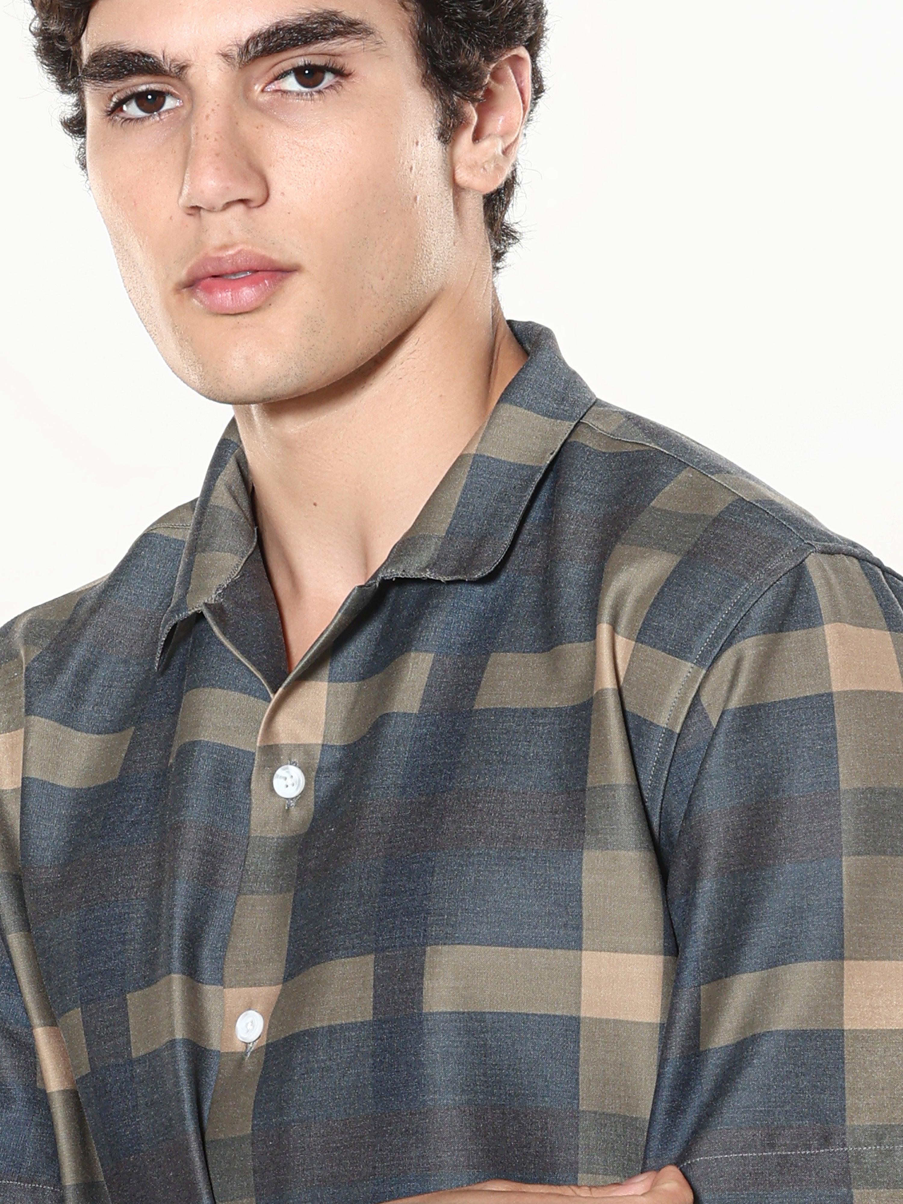 oversized checkered shirt made from lyrac fabric.
lyrac fabric shirts
oversized shirts for men